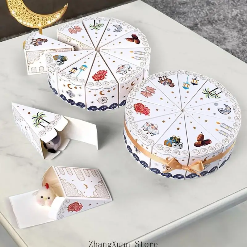 10 Stück dreieckige Kuchenform-Geschenkverpackungsboxen für Hochzeit, Geburtstag, Feier, 3 x – Detail 4
