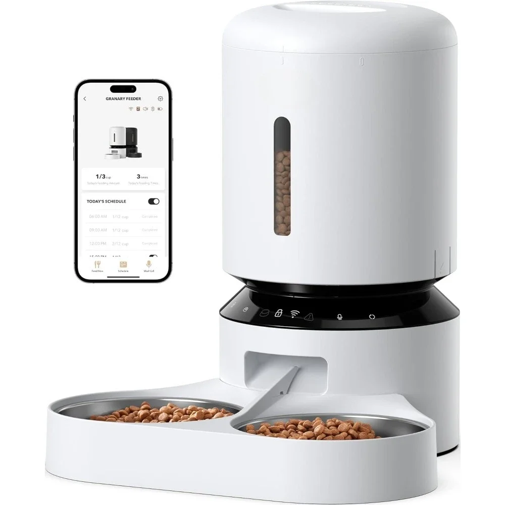 

Automatic Cat Feeder, 5G WiFi Pet Feeder for Two Cats or Dogs with Remote Control, 5L Cat Food Dispenser with Low Food Sensor