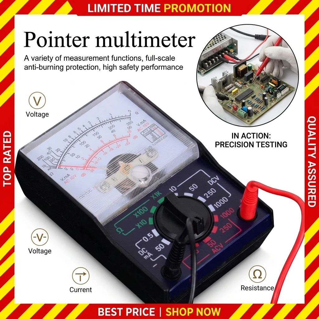 MF-110A AC/DC Analog Multimeter With Test Pen Dc/ac 250V 1000V Voltmeter 250ma Ammeter Meter Analog Multimeter Tester Mf-110a