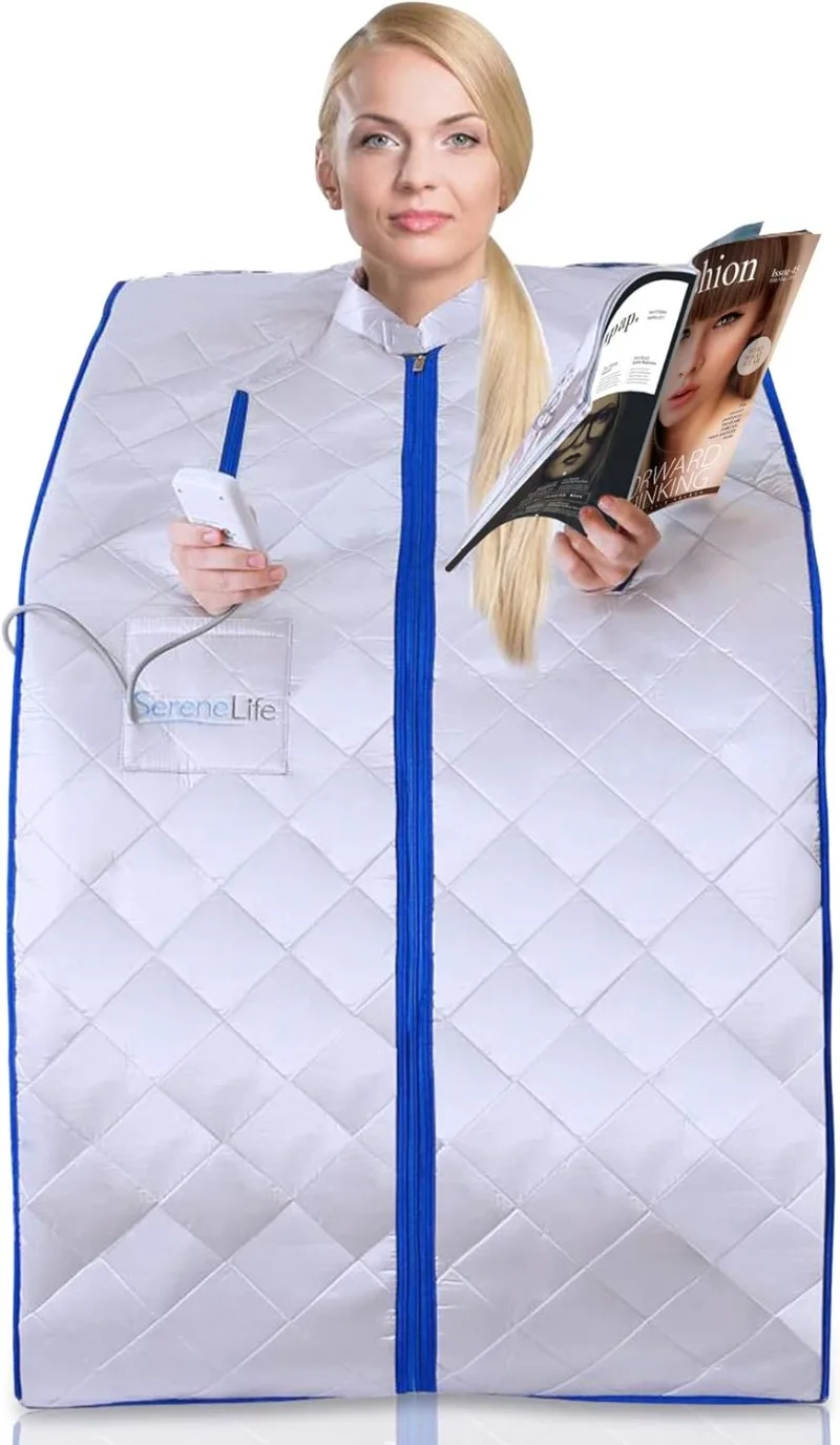 

SereneLife Portable Infrared Sauna, Home Sauna Tent/ Room/ Bag, One Person Indoor Sauna Box with Heating Foot Pad,Portable Chair