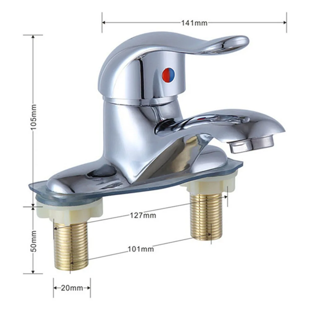 Bathroom Faucet Double-Hole Basin Hot And Cold Water Faucet For Toilet Kitchen Bathroom Plastic Steel Sink Mixer Tap