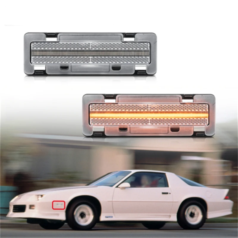 Clear LED Front Amber Side Marker Light For 82-92 Chevy Camaro Pontiac Firebird