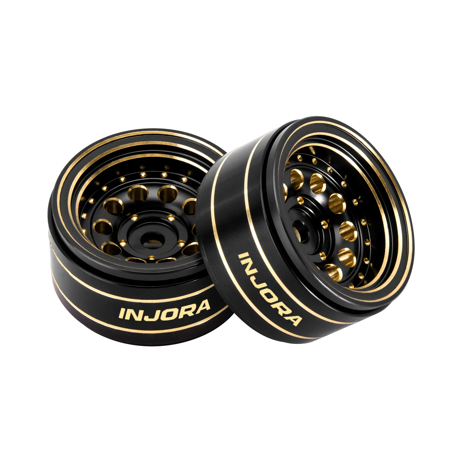 INJORA 39g Black Coating Brass 1.0" Beadlock Wheel Rims for 1/24 1/18 RC Crawler Car Axial SCX24 AX24 TRX4M FCX24 (W1008)