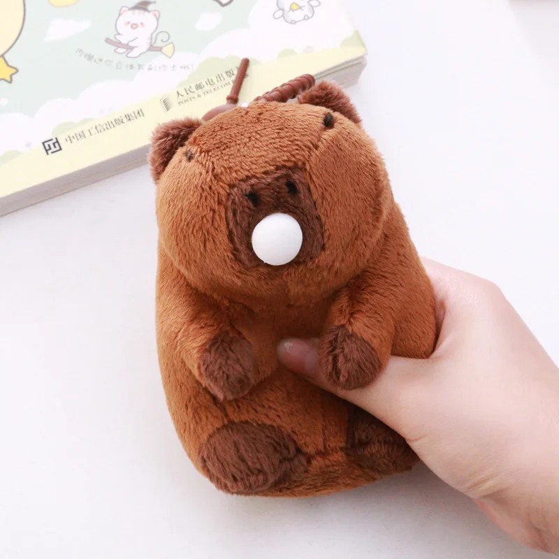 Cartoon Cute Squeeze Spit Bubble Capybara Plush Doll Keychain Pendant Creative Fun Kids Decompress Toys Pinch Music Fidget Toys