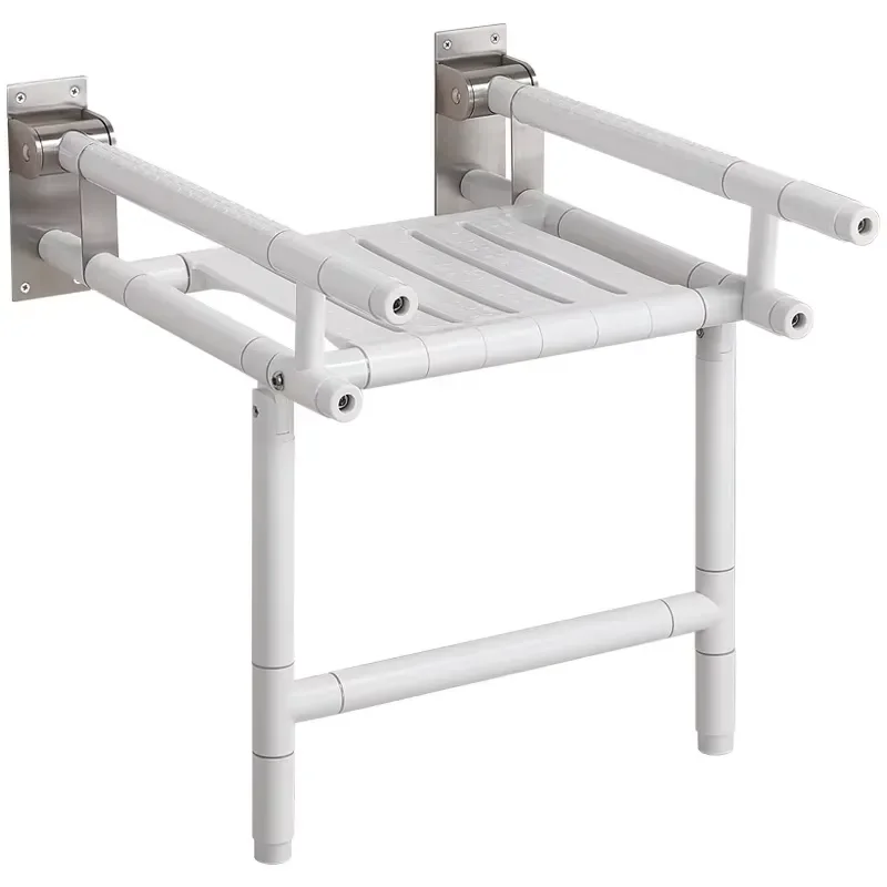 Wall Mounted Shower Chair for Elderly with Armrests Heavy Duty Foldable Bath Seat 304 Stainless Steel Non Slip Bathroom Stool