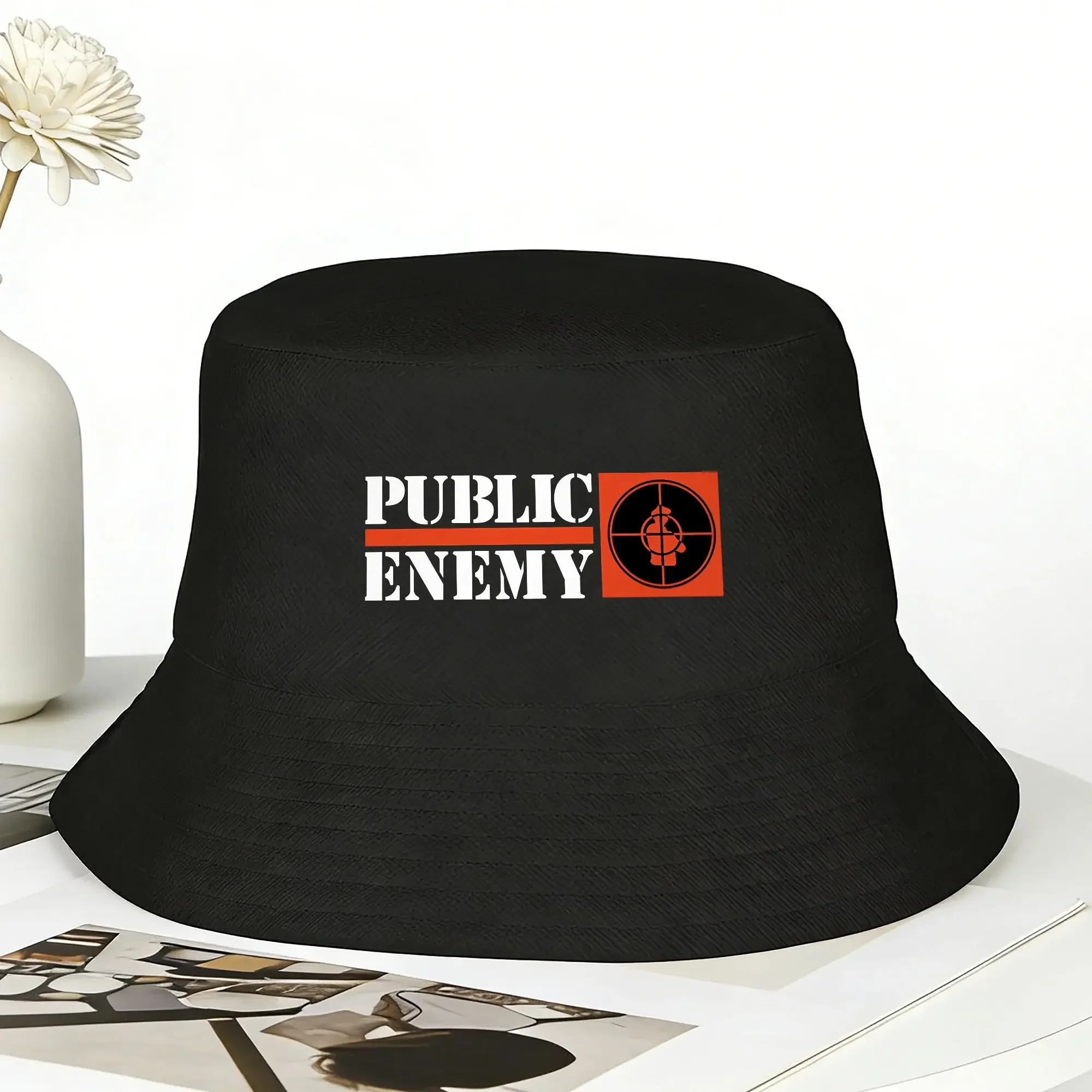 New Unisex US Rap Team Public Enemy  Bucket Hat  Personality Fisherman Hats Summer Vintage Hunting Caps Streetwear Graphic Visor