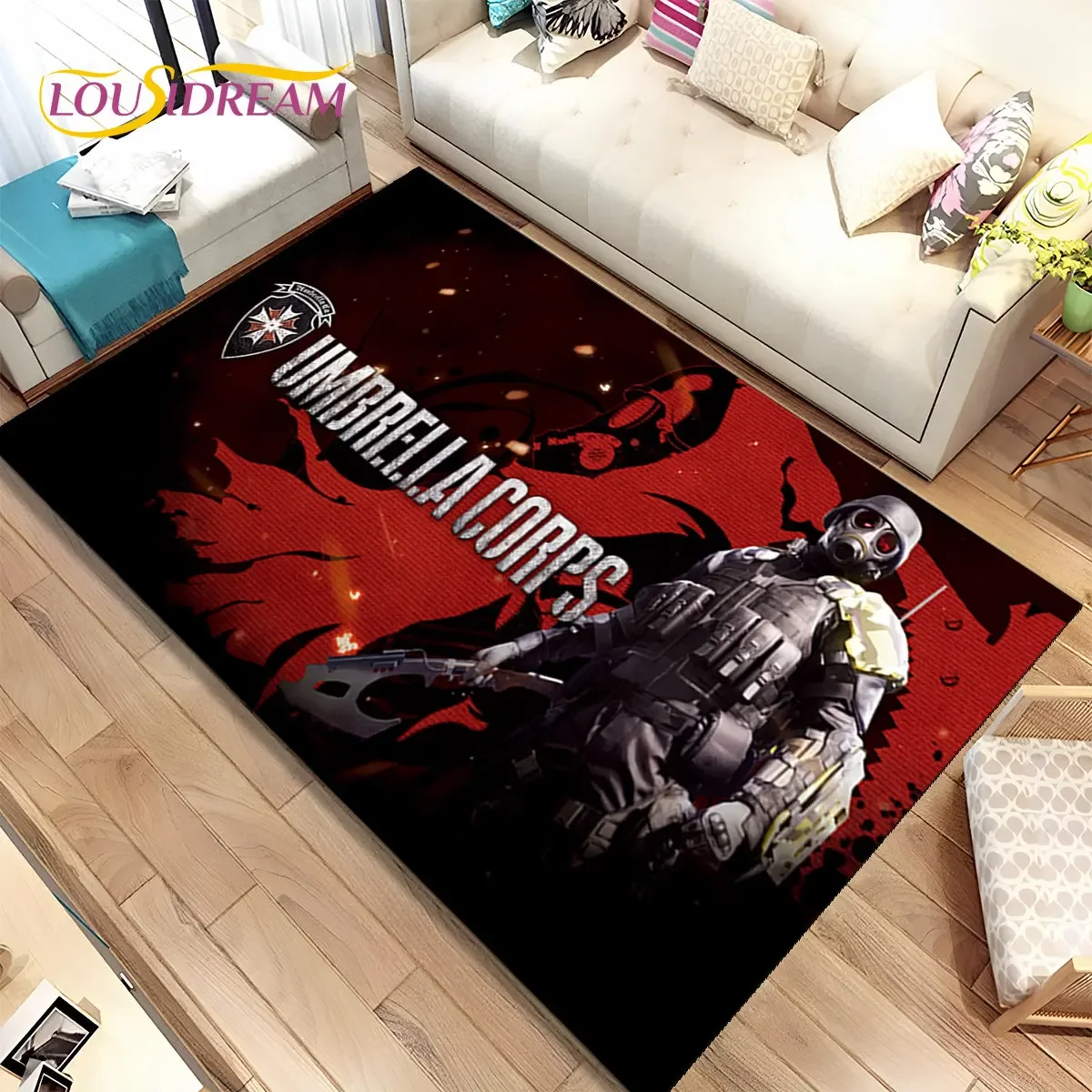 3D R-Resident Evil Games Gamer Area Rug,Carpet Rug for Living Room Bedroom Sofa Doormat Decoration, Kids Play Non-slip Floor Mat