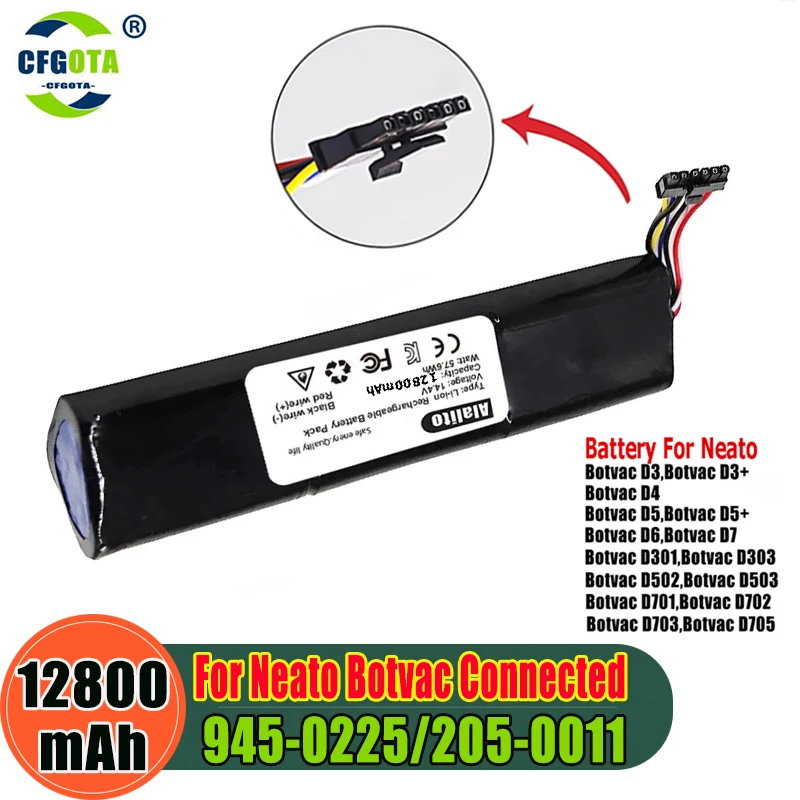 Оригинальный запасной аккумулятор 14,4 В 12800 мАч для Neato Botvac D3 D4 D5 D6 D7 D301 D303 D502 D503 D701 205-0011 подметальный робот