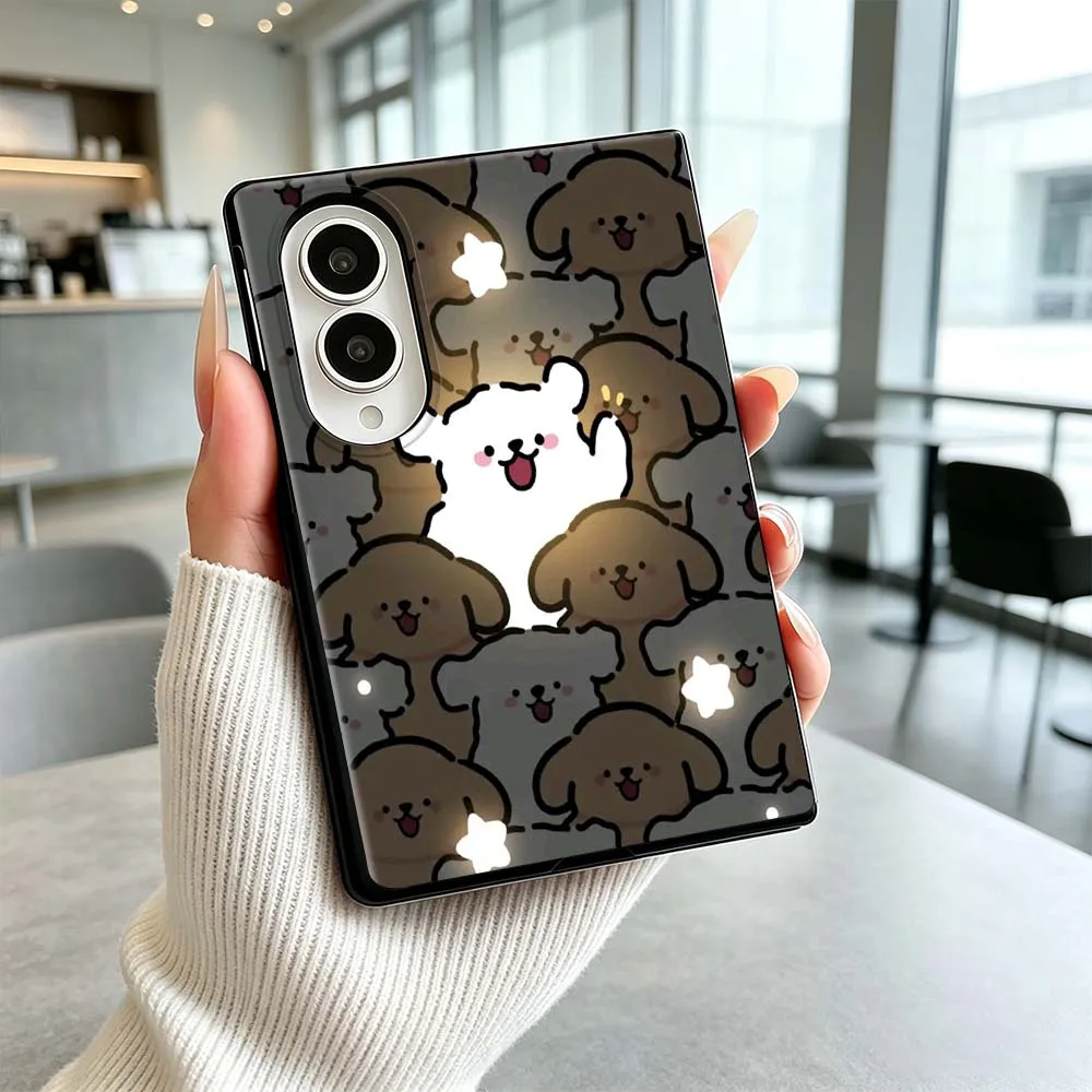 Cute Glowing Dog Pattern Cover Phone Case For Samsung Galaxy Z Flip 8 Z Fold 8 Z Flip8 Wide ZFold Wide Shockproof