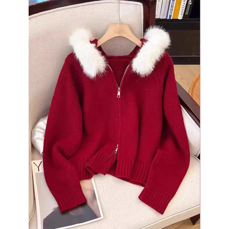 

Модная осенне-зимняя повседневная куртка с капюшоном, женская модная короткая вязаная куртка, женское пальто с длинными рукавами, женская верхняя одежда