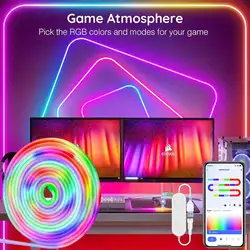 TUYA WiFi Neon RGB Strip Light, Luzes LED Inteligentes, Iluminação de Fita, Lâmpada USB 5V, Cor dos Sonhos, Impermeável Neon Decor Strips