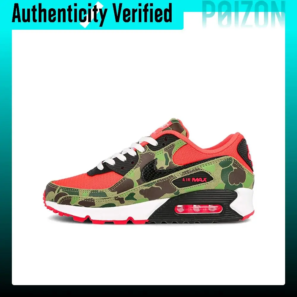 Nike Air Max 90 Running Shoes Unisex Low-top Black Red Green CW6024-600