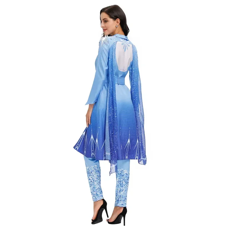 SN66 فستان حفلة للأميرات ملابس النساء البالغات أزياء الهالوين التأثيرية ملكة الثلج إلسا أزياء شخصية كرنفال لعب الأدوار W&M