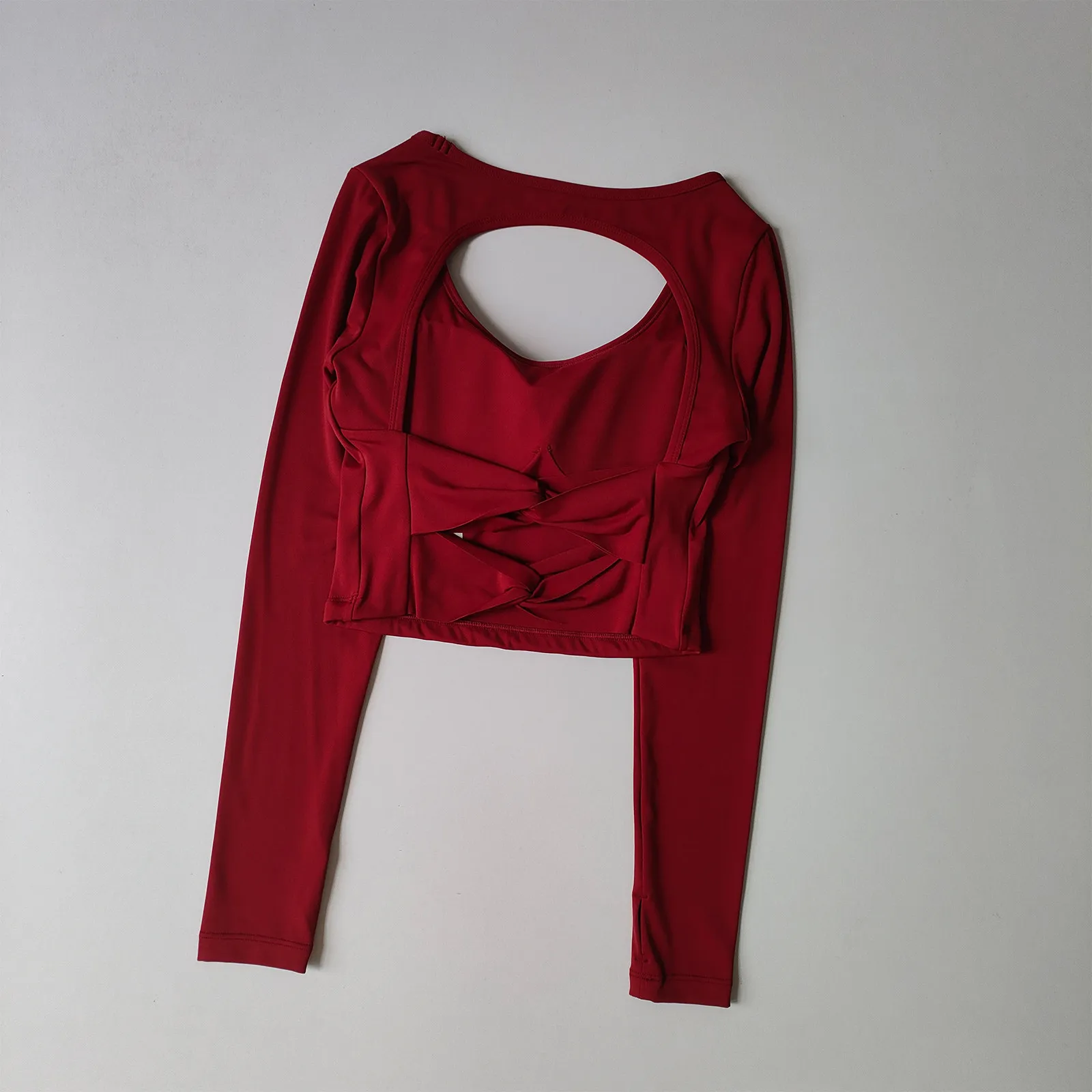 Sexy Yoga Clothing Wear with Chest Pad Long-sleeved Shirts Fixed Cup Sports Top High-end One-cup Pilates Sports Fitness Running