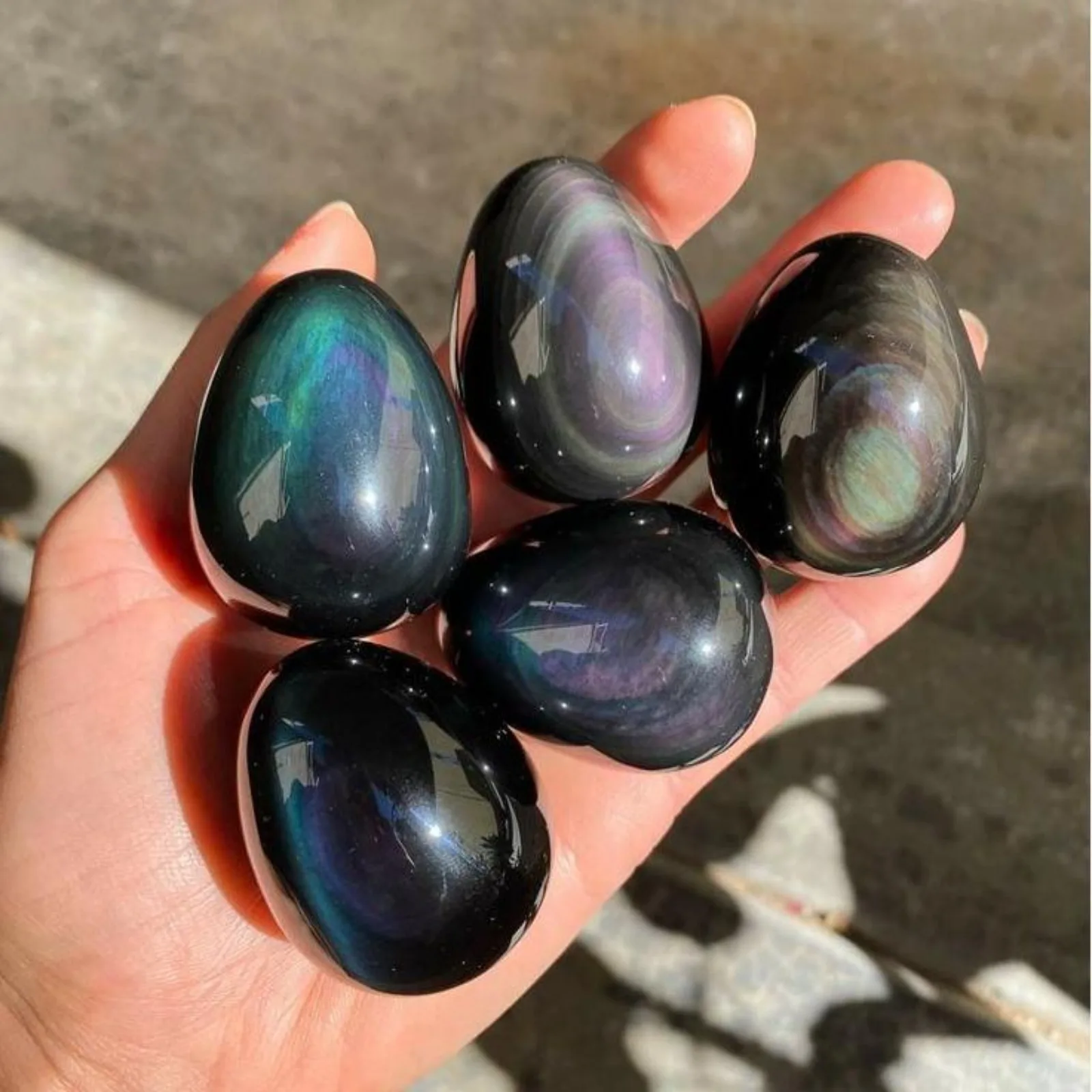 1pc Magical Rainbow Obsidian Eggs - Polished Crystal Eggs, Home Decoration - Perfect Crystal Gift for Christmas