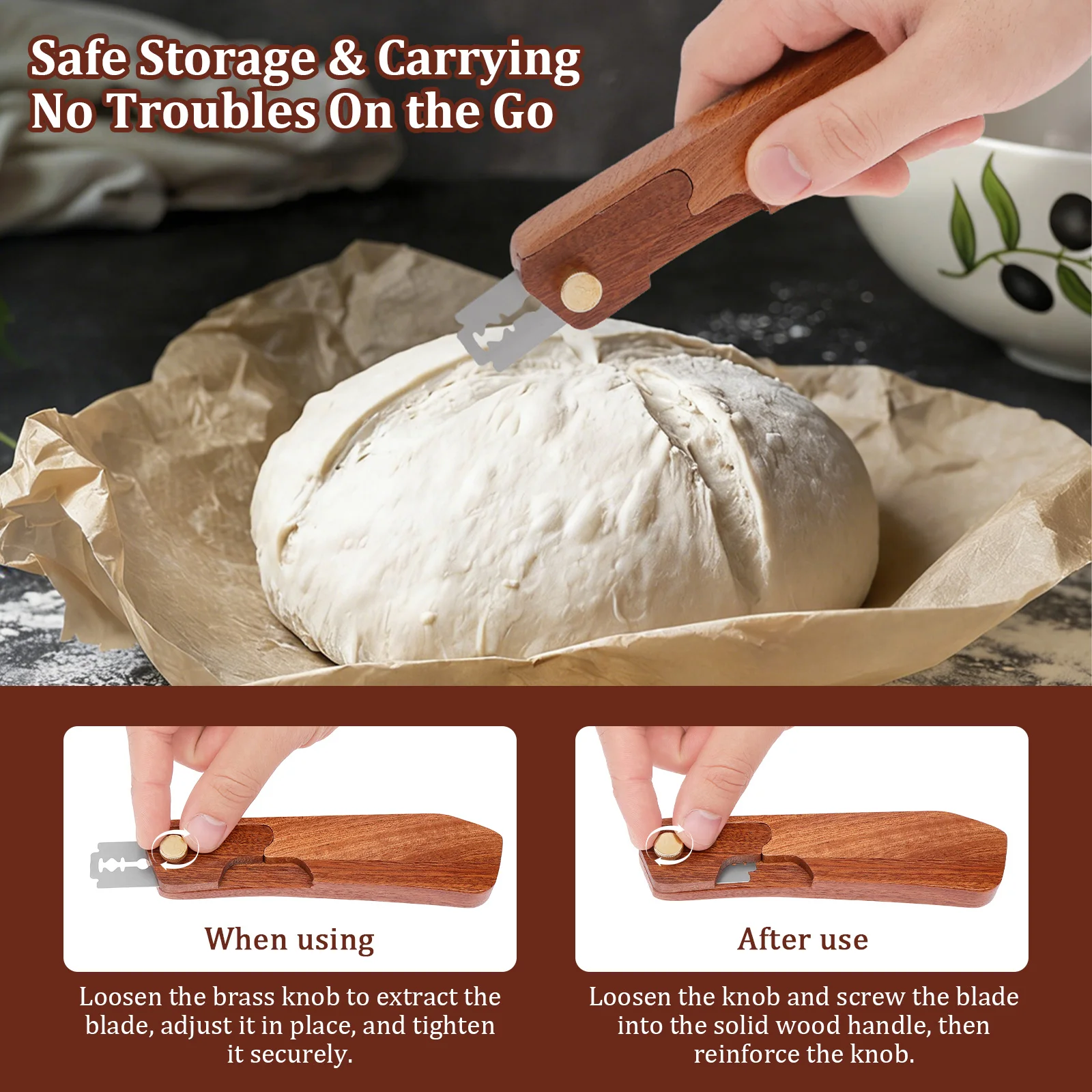 Bread Lame Sourdough Scorer Tool Portable Bread Scorer Tools with 6/10 Blade Ergonomic Sourdough Lame for Baking Kitchen Gadgets - view 3