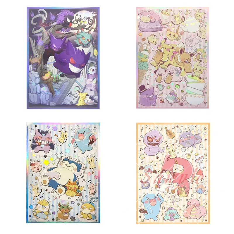 

60Pcs/Set 66*91MM Anime Game PTCG Kawaii Card Sleeve Cartoons Party Series Pikachu Snorlax Gengar Hobbies Collection Gift Toys