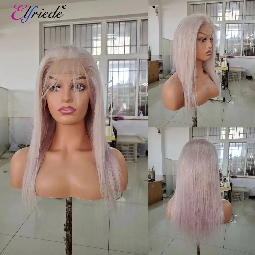 Elfriede #60 platin blonde Perücken mit gerader Spitze vorne für Frauen 4x4 13x4 13x6 hd Spitze Frontal Perücke 100% remy Echthaar Perücken