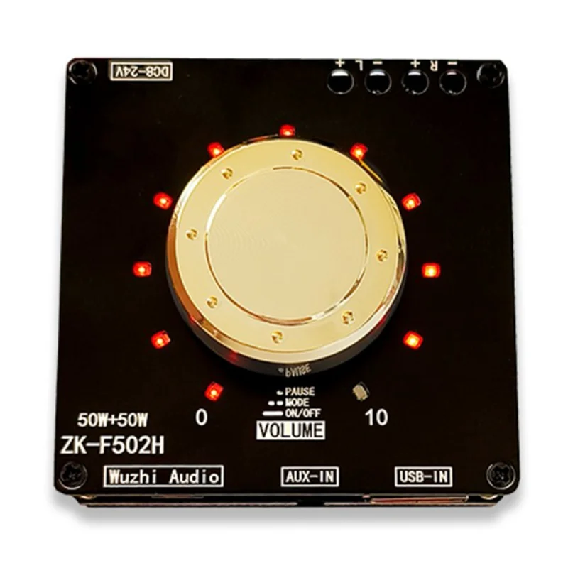 ZK-F502H Cool Volume TPA3116D2 Stereo 50W+50W Indicating Bluetooth Audio Amplifier Board