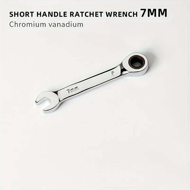 

7MM metric quick ratchet wrench 72 tooth spur wheel mini short handle opening plum blossom dual-use auto repair wrench