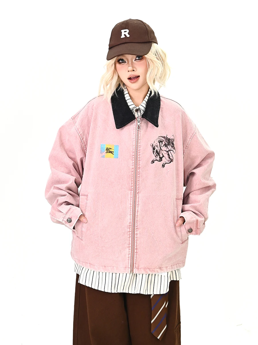 

Джинсовая куртка Color Blo для женщин, свободного кроя, в стиле бойфренд, уличная, милая, парная, модная, весна 2026, PMFIVEE, молодежная, устойчивая к износу