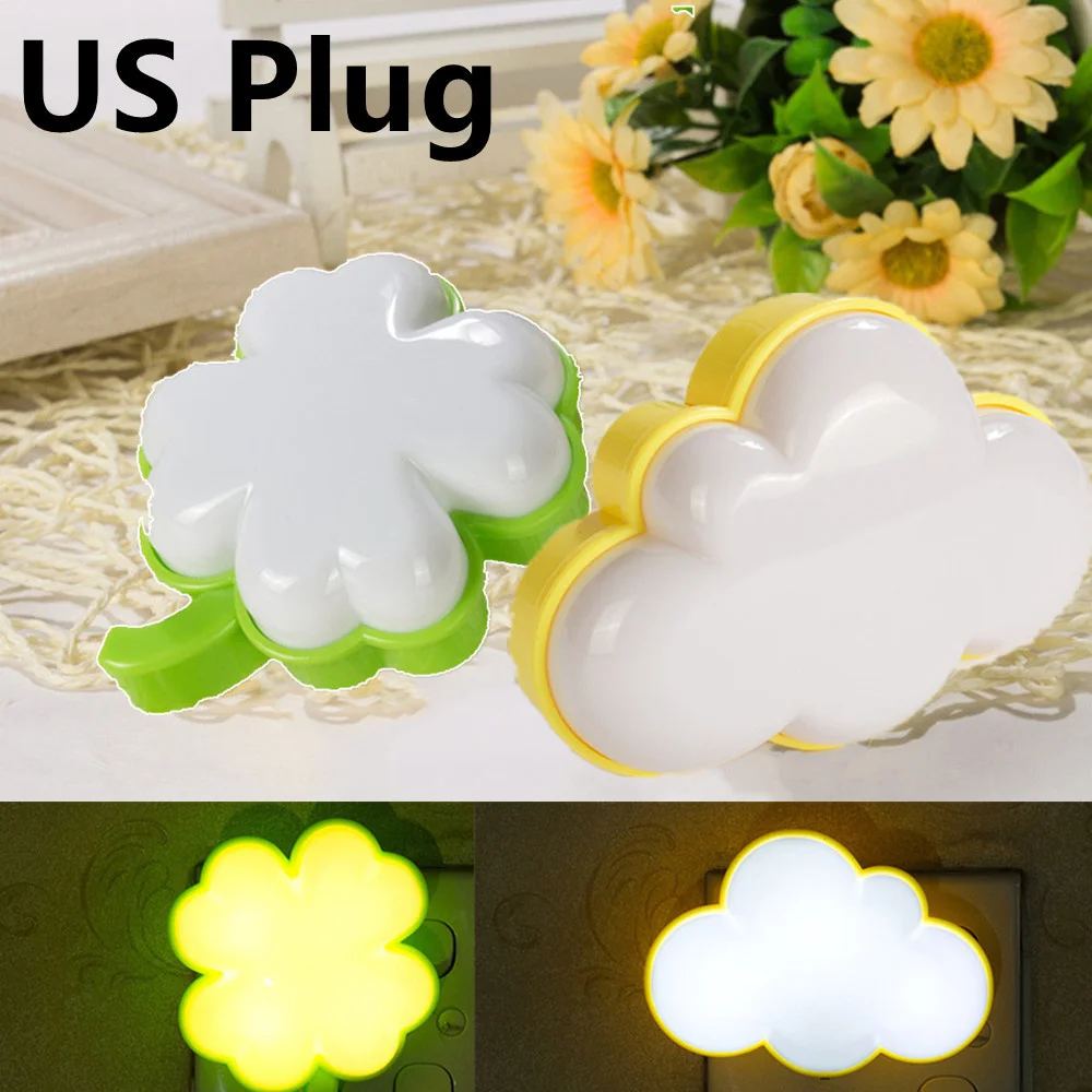Us Plug Cloud Creative Light Control Night Light Induction Wall Lamp Four-Leaf Clover Colorful Night Light Ce Certification