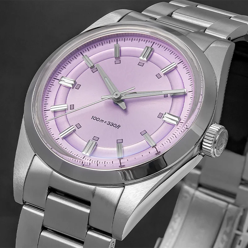 ADDIESDIVE DIY Herrenuhr mit individuellem Logo AD2515 Luxus VH31 Quarzuhr Gewölbtes Glas 100m wasserdicht Steriles Zifferblatt 36mm Armbanduhr