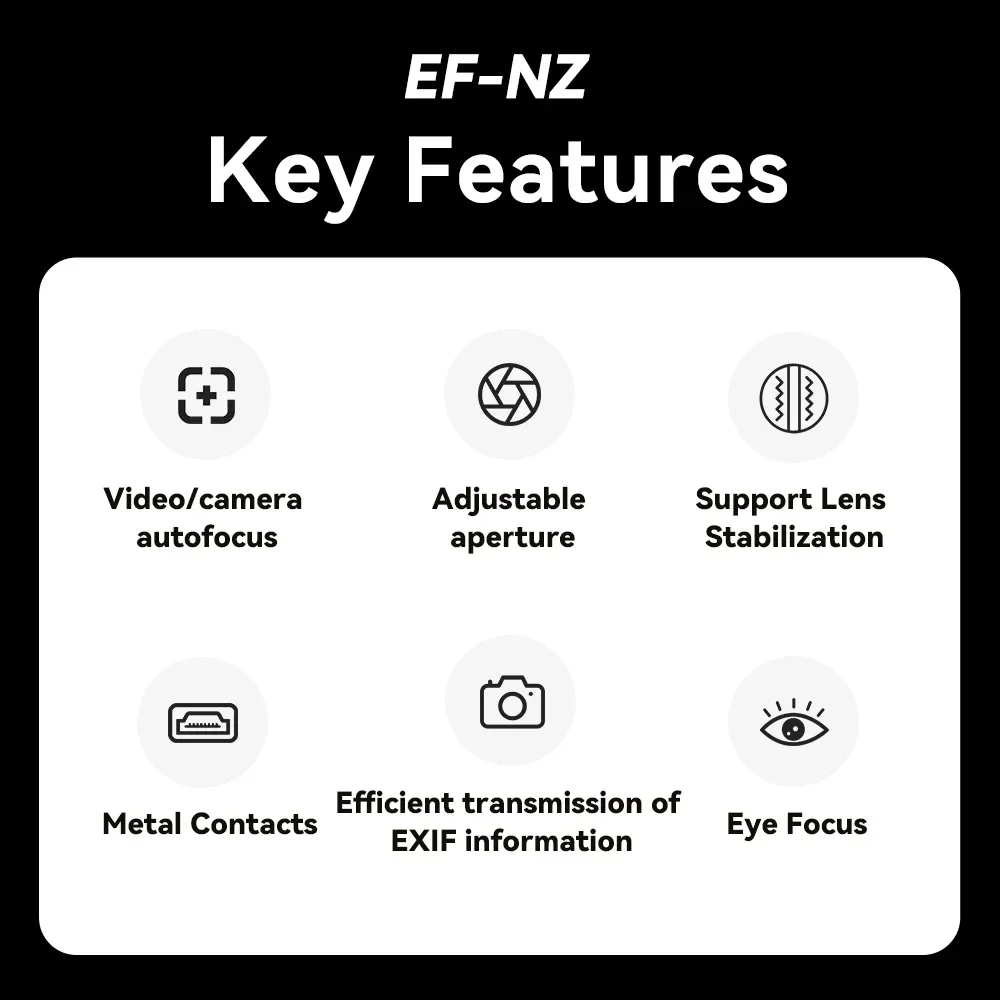 7artisans EF-NZ EF/EF-S Lens to Nikon Z Auto-Focus Lens Adapter Mirrorless Camera Lens Converter Ring for Nikon Z Mount Camera