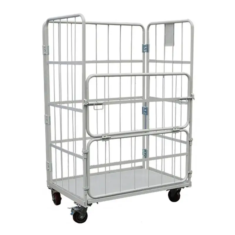 Heavy Duty 500kg Four Wheel Easy Moving Warehouse Collapsible Steel Roll Container