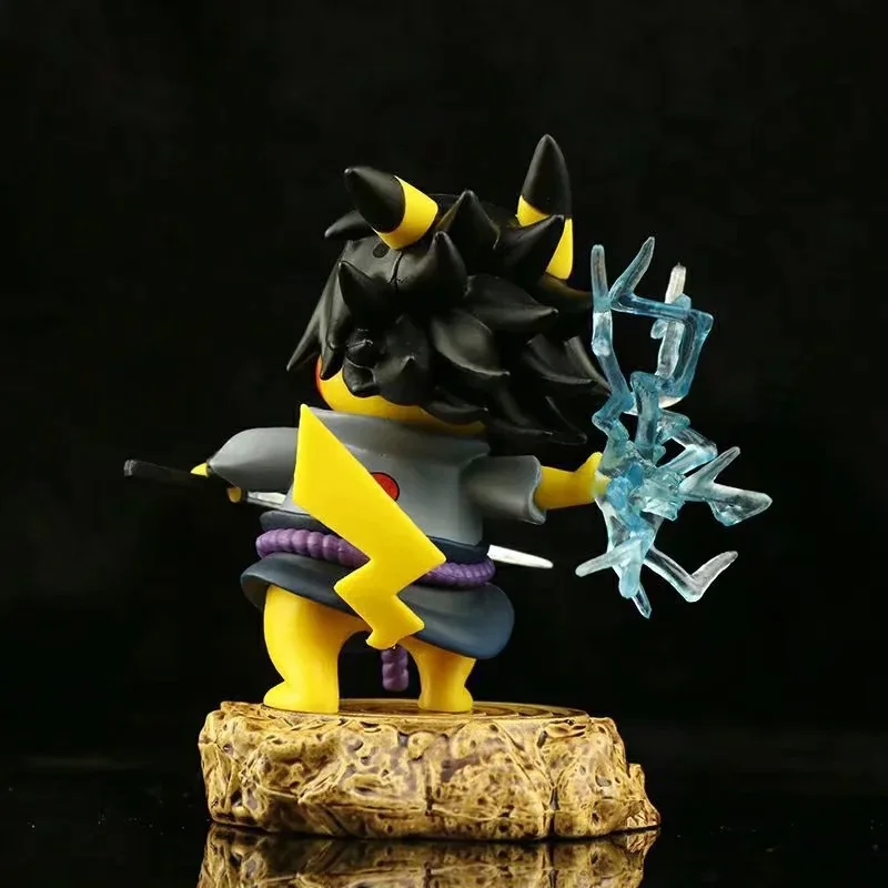 10cm Anime Character Pikachu Cosplay Uchiha Sasuke Action Figure PVC Statue Collection Decoration Model Toy Gift Ornaments
