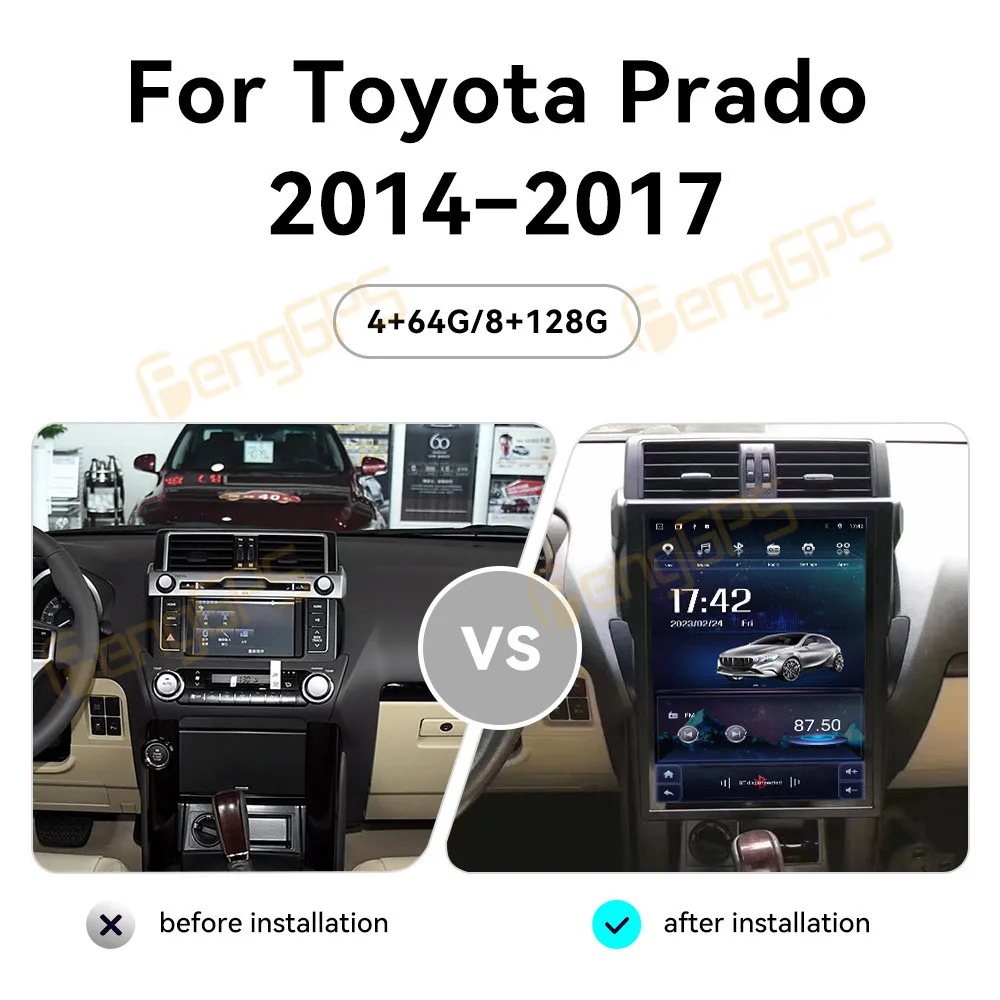

15" Andriod 13 Car Radio For Toyota Land Cruiser Prado 2014-2017 Multimedia Stereo Player GPS Navigation Carplay Unit AI Screen