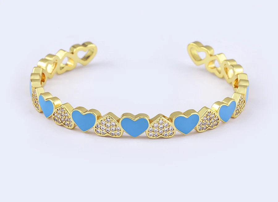 Nidin Trendy 5 Farben Geöffnete Armbänder für Frauen Gold Überzogene Herz Romantische Liebe Schmuck Zubehör Emaille Verstellbare Armband Geschenk – Detail 20