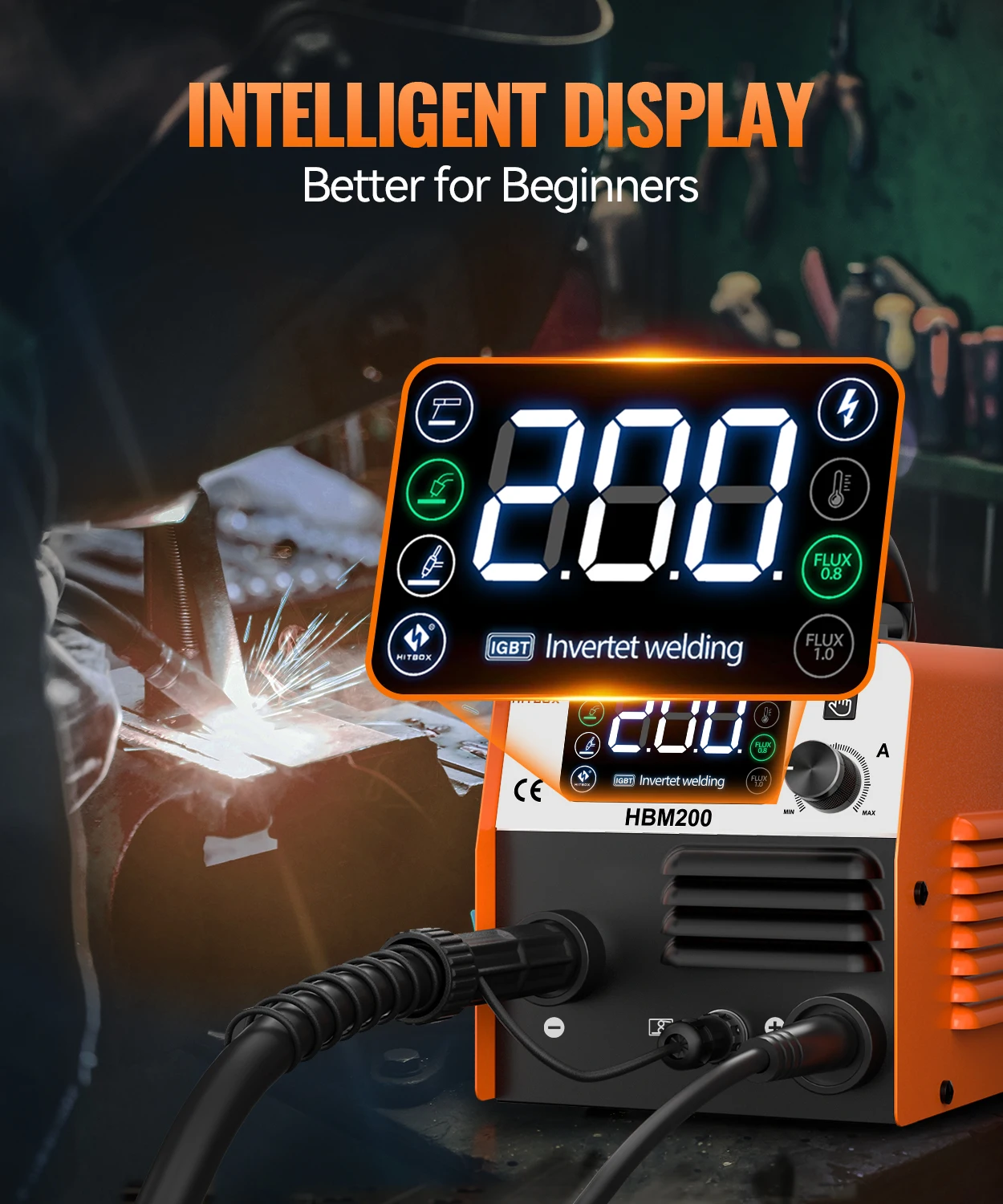 MMA/MIG/Lift TIG 3 in 1 Welding Machine HBM200 MIG Gasless