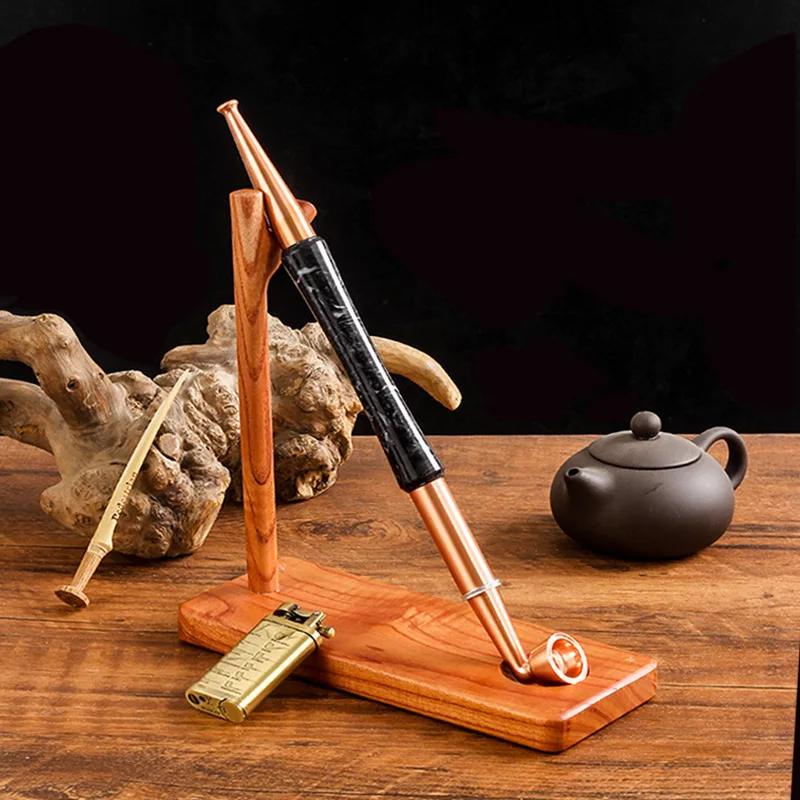 Solid Wood Vertical Type Holder, Long Handle Reading Pipe, Display Pipe, Tobacco Pipe, Display Stand, Smoking Accessories