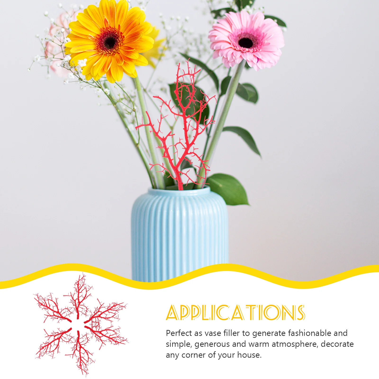 

6Pcs Simulation Twig Artificial Tree Branches Plastic Faux Twigs Realistic Vase Filler Home Decoration Simulated Branches