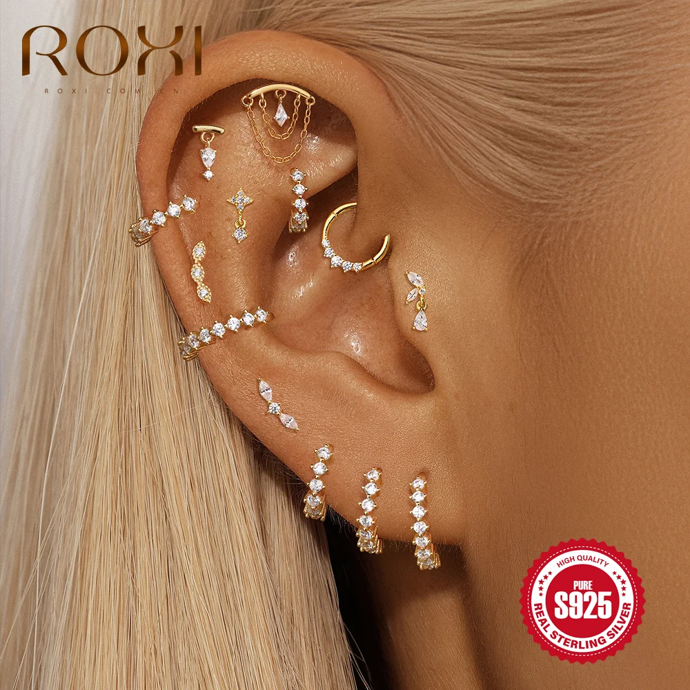 ROXI 925 argent Sterling étoile géométrique yeux de cheval gland boucles d'oreilles pour les femmes INS noël saint valentin cadeaux bijoux délicats
