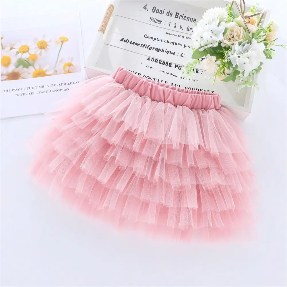 Elegant 6-Layer Tulle Skirt Breathable Elastic Waist Multi-layer Skirt Twirl-Friendly Fluffy Bouffant Skirt Birthday Gifts