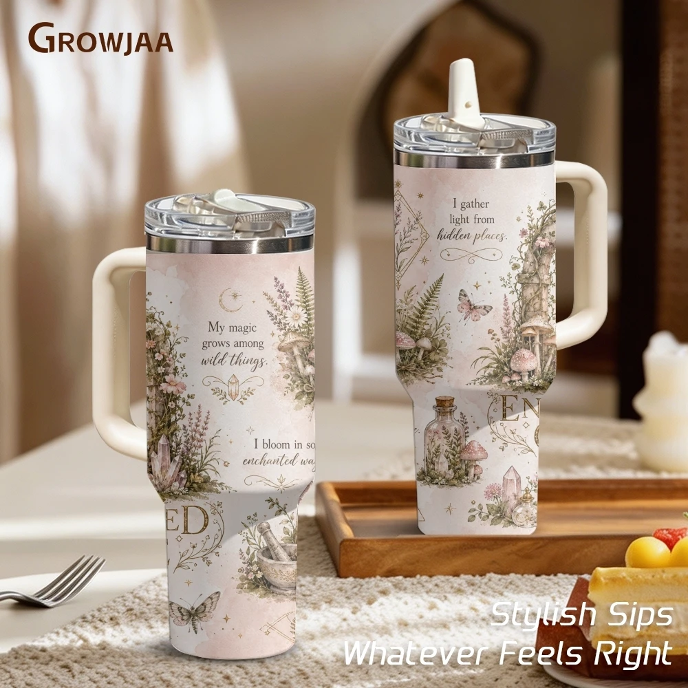 Botanical Witch Cottagecore Magic Vacuum Flasks 40oz 3rd Gen Vacuum Insulated Stainless Steel Tumbler Cup With Handle Straw Lid