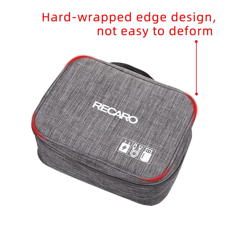 For Recaro Racing  Car Storage Bag USB Charging Cable Organiser Portable Waterproof Digital Protective Case Storage Accessories