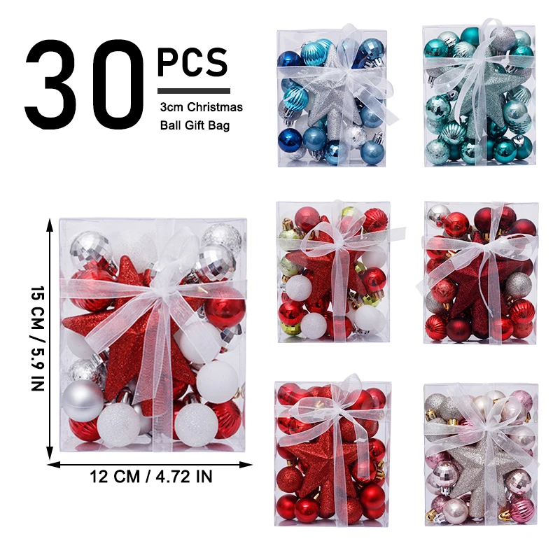 Decorations Xmas Hanging Home Party Decor 30PC Christmas Balls Ornament Christmas Tree Ball