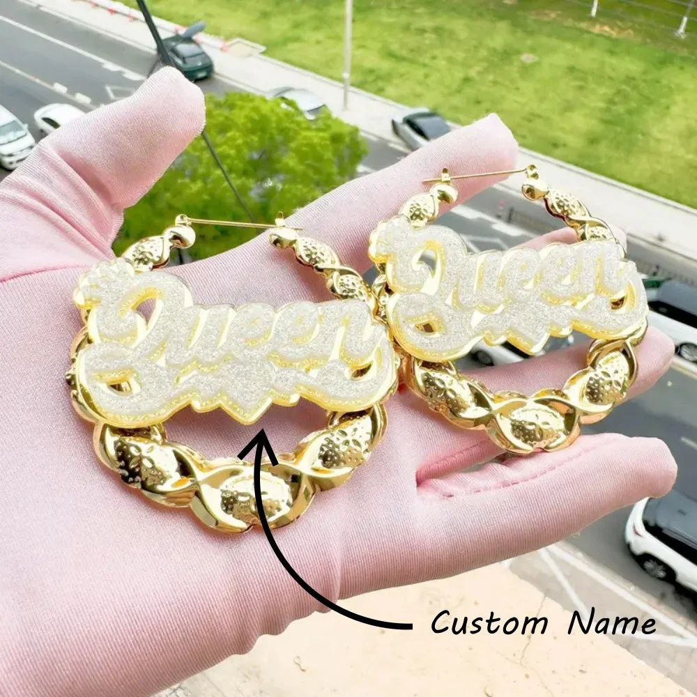 

Персонализированные серьги-кольца XOXO на заказ, именная табличка, лазерная резка, дизайн, акриловые украшения с именем по индивидуальному заказу, подарки на Рождество и день рождения