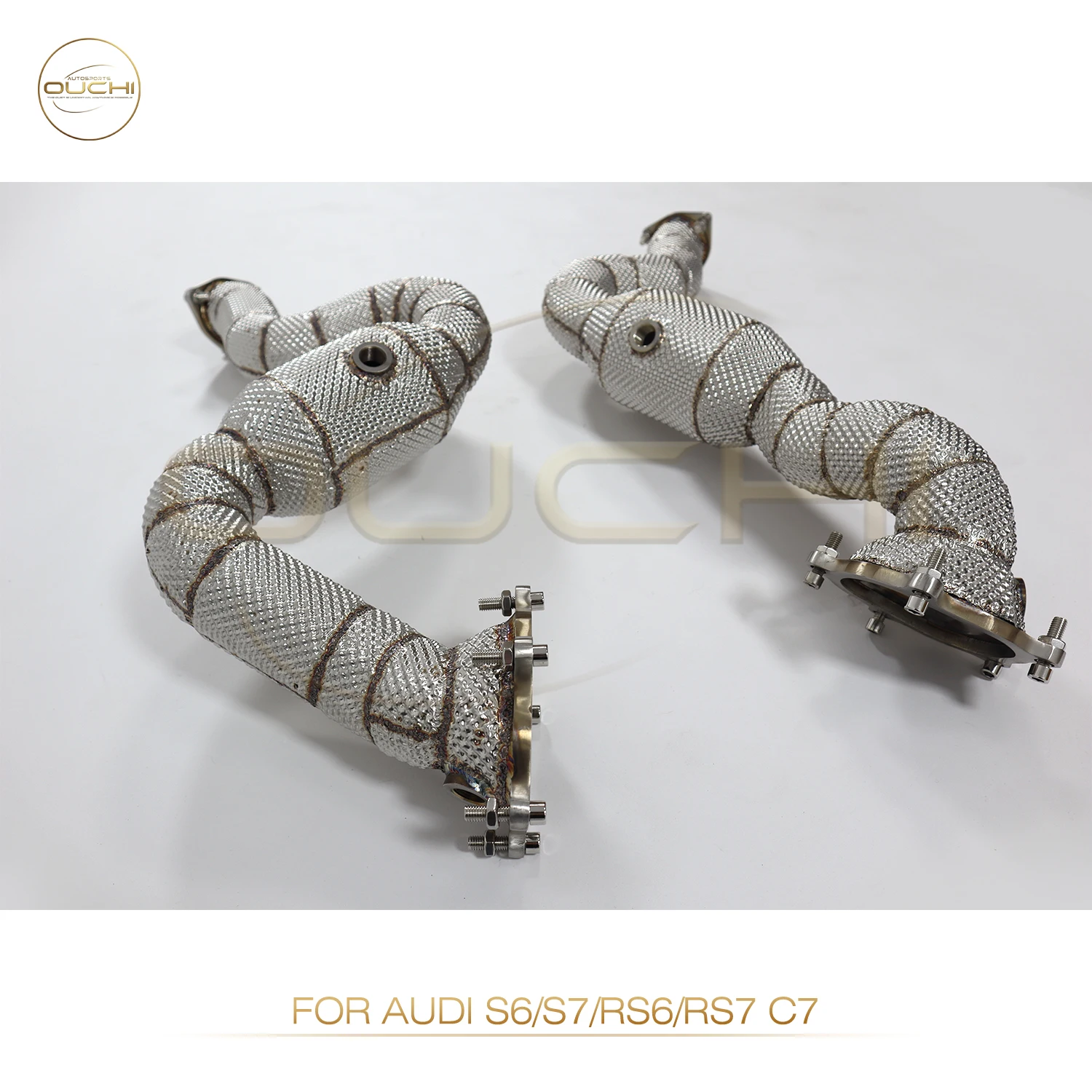 

Ouchi Exhaust System High Flow Performance Downpipe for Audi S6 S7 RS6 RS7 C7 With Heat Shield Racing Pipe