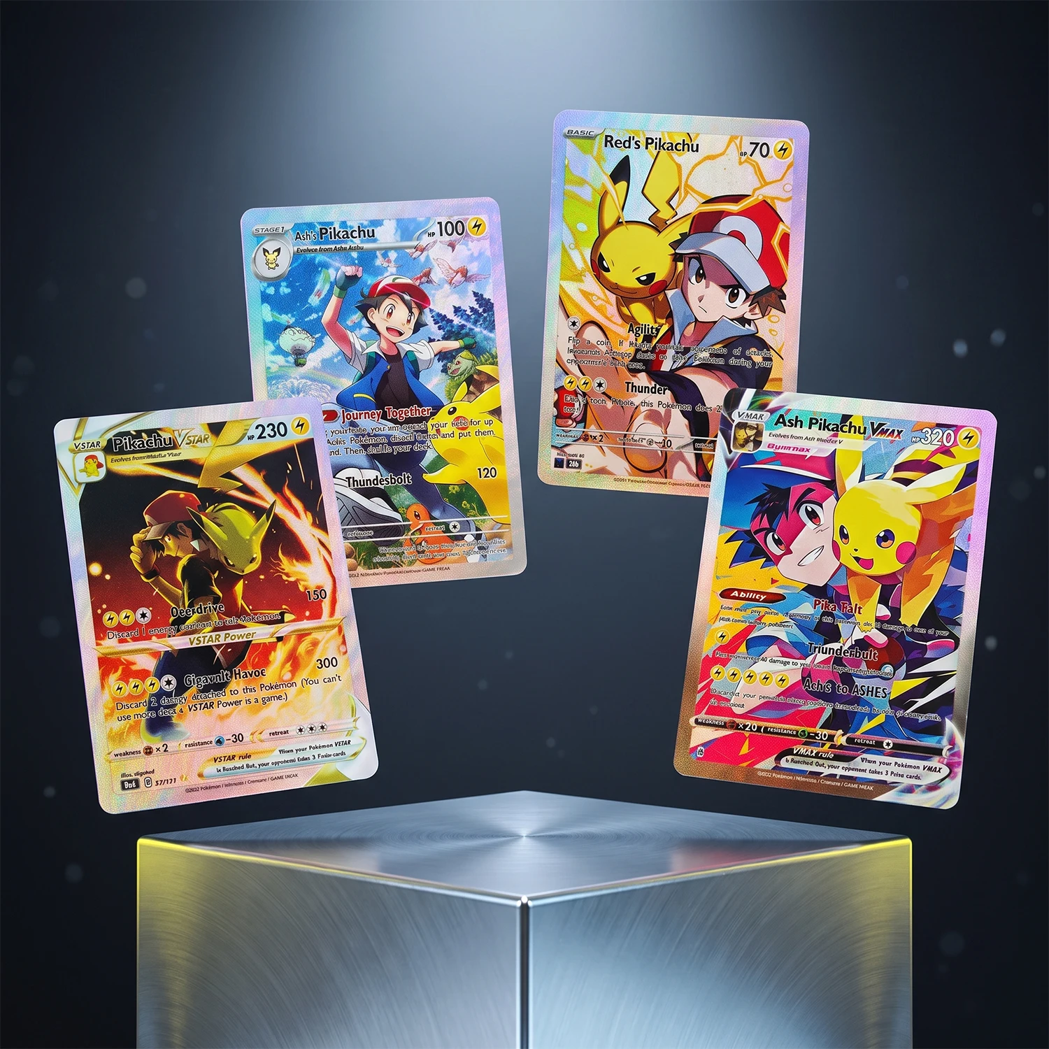 DIY TCG PKM Card 6Pcs Ash Red  Custom Full Art Holo Flash Set Self Made Single Anime Game Collection Cards Gift
