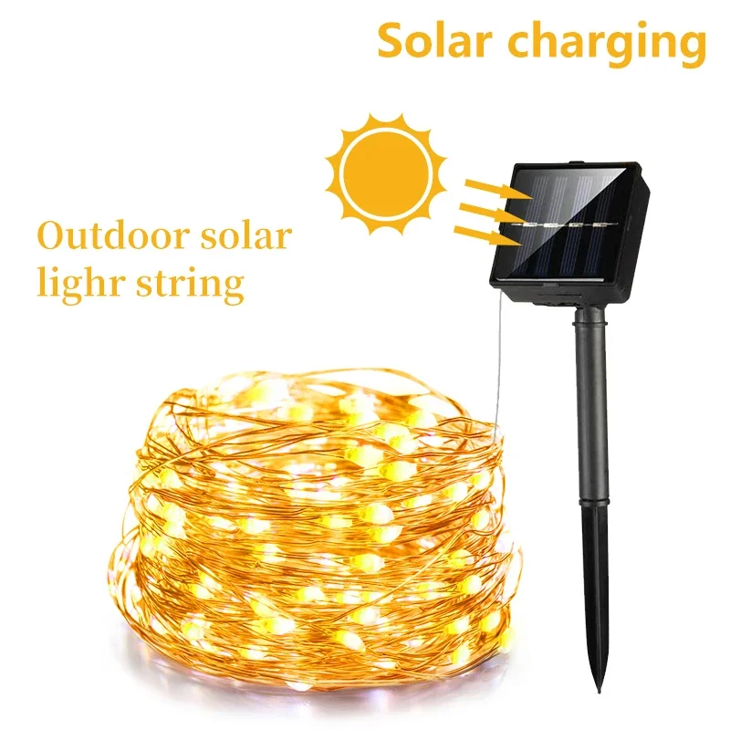 22m/12m/7m solar led light outdoor Festoon led lamp solar garden lights outdoor Waterproof Fairy Garland String Lights