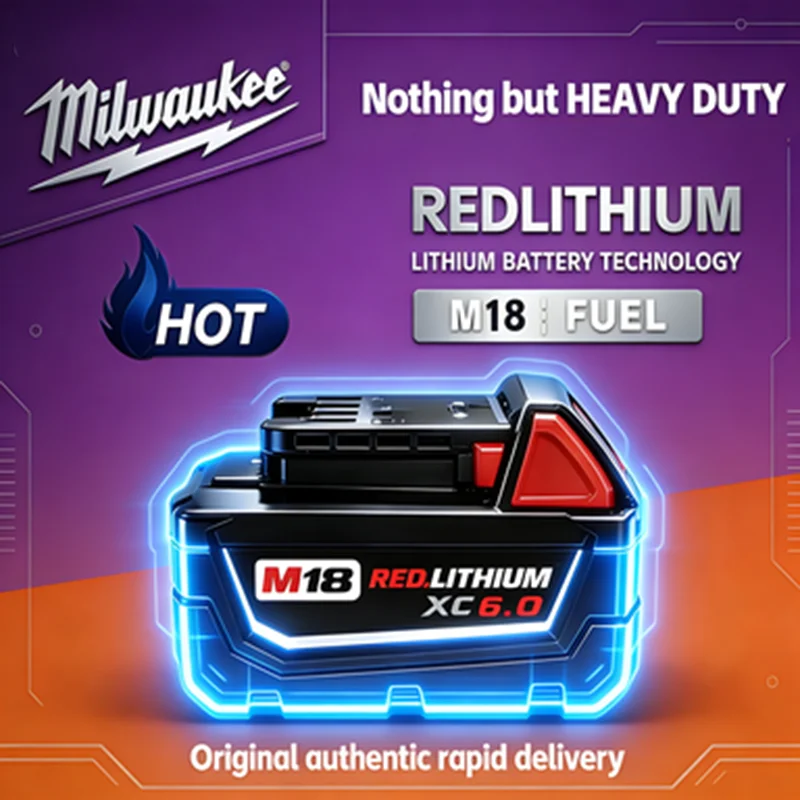 

Original Milwaukee M18 High-Drain Battery 6000mAh 18V Li-ion, Model M18B6/M18B5, Fit forBrand Power Tools