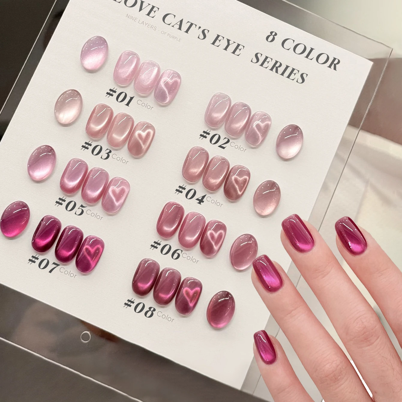 MIANEL 12ML Esmalte en Gel Ojo de Gato Efecto Quemador de Amor, Novedad 2026 - Rosa Fruta del Dragón Iluminador con Arte de Uñas Ojo de Gato y Cuentas de Cristal