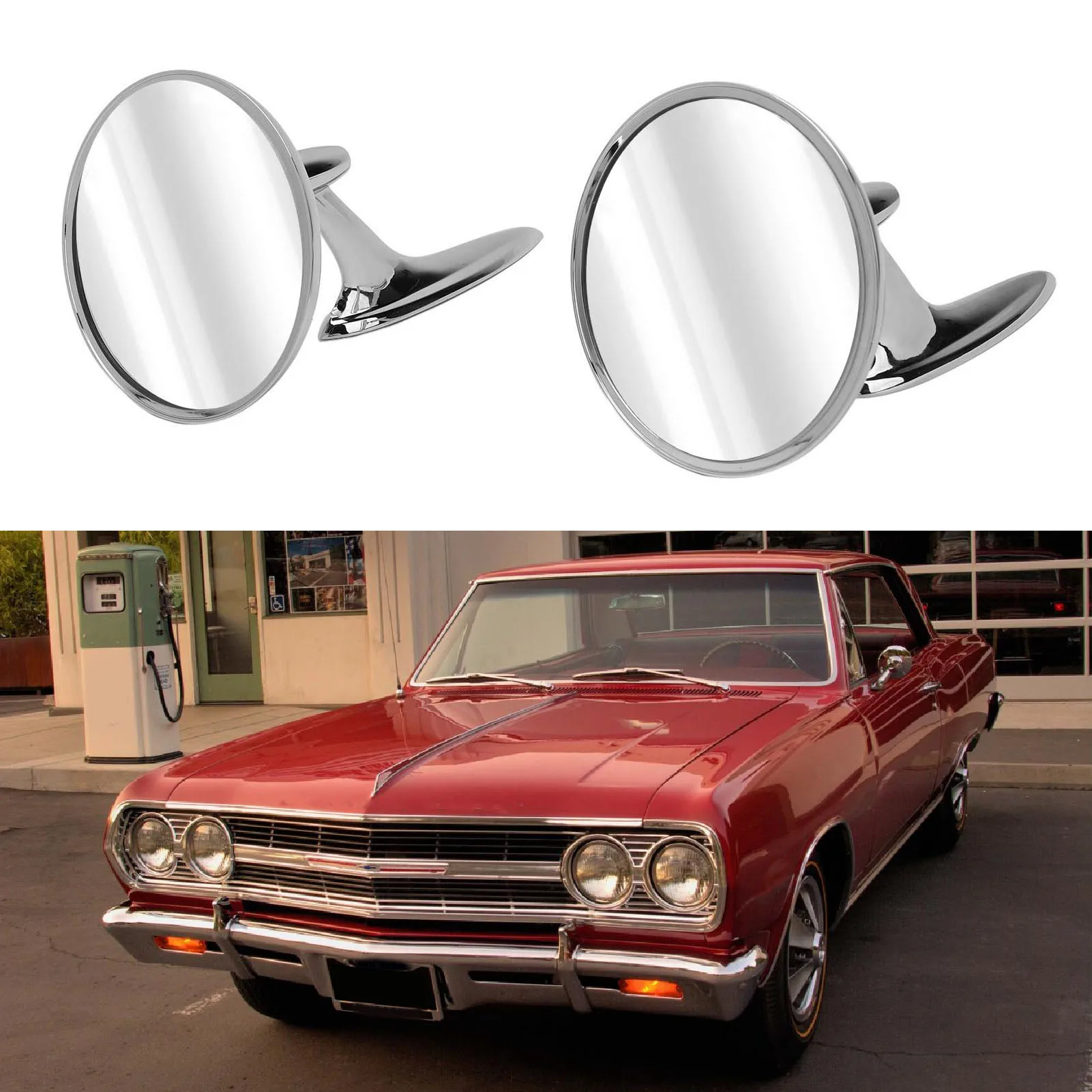

2802710 1 Pair Chrome Door Mirrors 3685955 Manual Folding Circular Outside Exterior Rearview Mirrors Fit for Nova 2802834