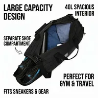 40L Large Tactical Travel Duffle Bag Multi Purpose Weekender Bag With Separate Shoe Compartment Carry On Hand Shoulder Crossbody Bag For Travel Camping Workout Climbing Outdoor Sports Gear Storage Bag 5