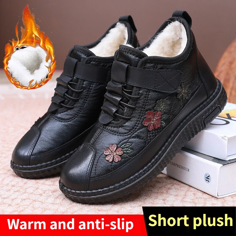 Cotton Women's Boots Winter Warm Women's Shoes Lightweight Winter Anti-slip Cotton Boots Lady Flat Soft Keep Warm Women's Shoes