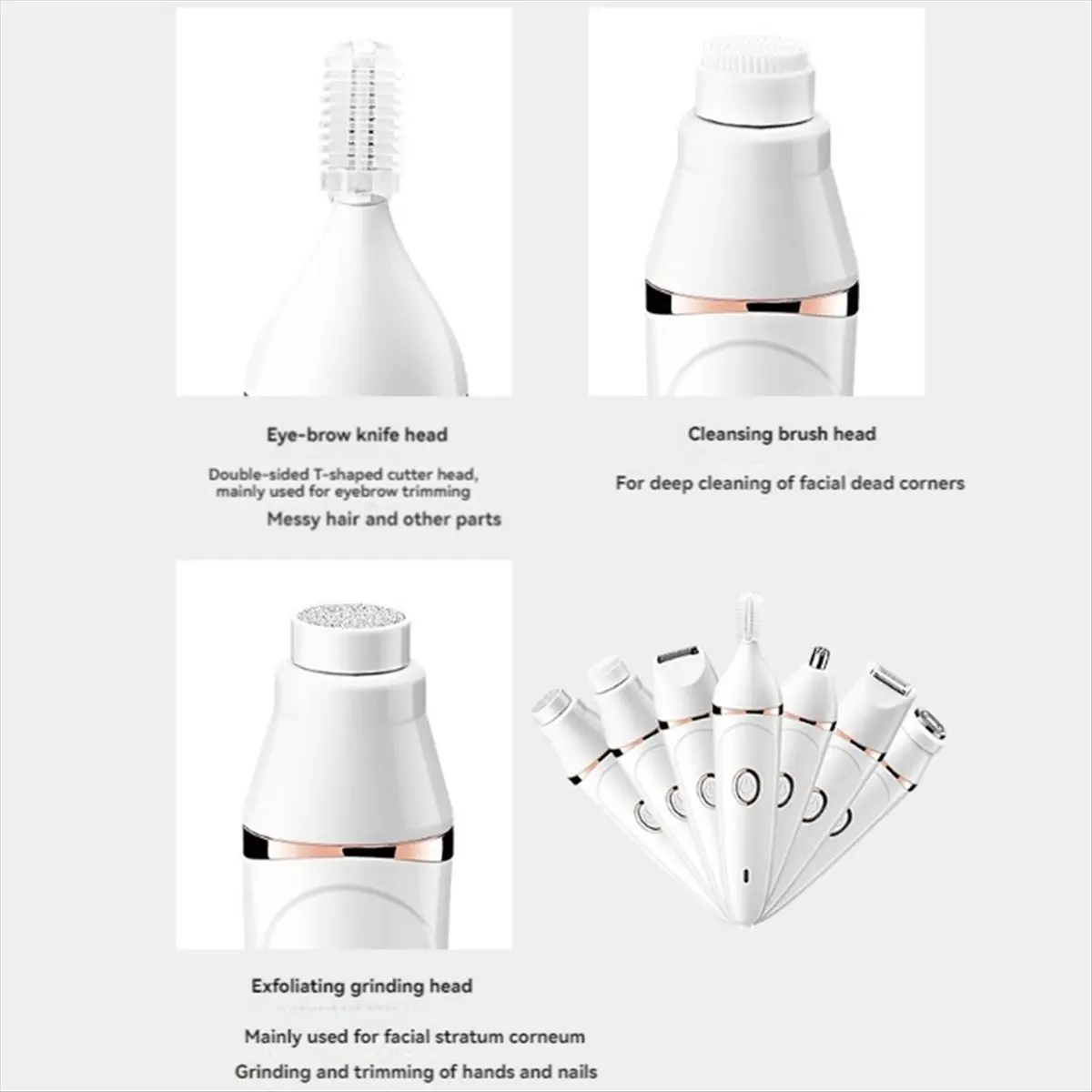 

ABPO Bikini Trimmer Shaver for Women 7 In1 Wet/Dry Electric Body Hair Trimmer Facial Hair Removal for Face Pubic Legs